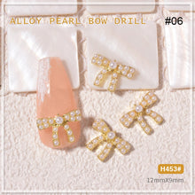 Load image into Gallery viewer, Nail Art Pearl Alloy Jewelry Bow Knot Diamond Jewelry Nail Jewelry Nail Art Decoration Manicure Accessories