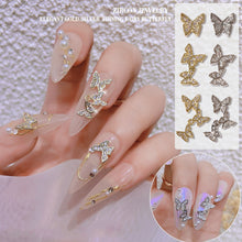 Load image into Gallery viewer, Nail Art Butterfly Metal Zircon Jewelry Light Luxury Diamond Three-dimensional Butterfly Nail Decoration Manicure Accessories