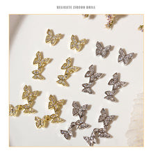 Load image into Gallery viewer, Nail Art Butterfly Metal Zircon Jewelry Light Luxury Diamond Three-dimensional Butterfly Nail Decoration Manicure Accessories