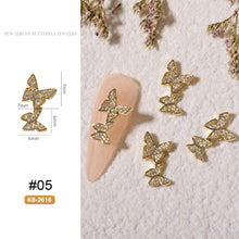 Load image into Gallery viewer, Nail Art Butterfly Metal Zircon Jewelry Light Luxury Diamond Three-dimensional Butterfly Nail Decoration Manicure Accessories