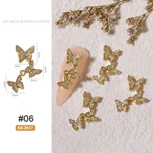 Load image into Gallery viewer, Nail Art Butterfly Metal Zircon Jewelry Light Luxury Diamond Three-dimensional Butterfly Nail Decoration Manicure Accessories
