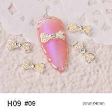 Load image into Gallery viewer, Bow Nail Art Jewelry Pearl Diamond Jewelry Rhinestone Shiny Nail Ornament Nail Art Decoration Manicure Accessories