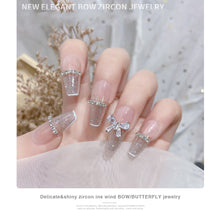 Load image into Gallery viewer, Silver Zircon Bow Nail Decoration Shiny Diamond Nail Art Jewelry Nail Art Decoration Manicure Accessories