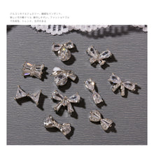 Load image into Gallery viewer, Silver Zircon Bow Nail Decoration Shiny Diamond Nail Art Jewelry Nail Art Decoration Manicure Accessories
