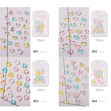 Load image into Gallery viewer, 30pcs 3D Love Rhinestone Nail Art Accessories Shiny Crystal Nail Art Decoration Manicure Accessories