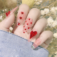 Load image into Gallery viewer, Love Nail Art Jewelry Crystal Diamond Shiny Point Bottom Crooked Peach Heart Nail Art Decoration Nail Accessories