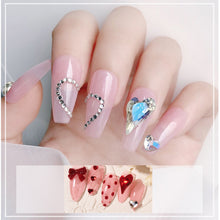 Load image into Gallery viewer, Love Nail Art Jewelry Crystal Diamond Shiny Point Bottom Crooked Peach Heart Nail Art Decoration Nail Accessories