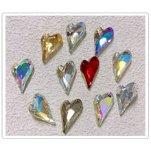 Load image into Gallery viewer, Love Nail Art Jewelry Crystal Diamond Shiny Point Bottom Crooked Peach Heart Nail Art Decoration Nail Accessories