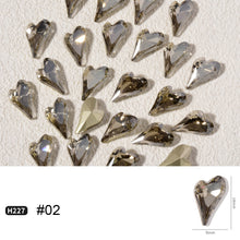 Load image into Gallery viewer, Love Nail Art Jewelry Crystal Diamond Shiny Point Bottom Crooked Peach Heart Nail Art Decoration Nail Accessories