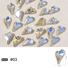Load image into Gallery viewer, Love Nail Art Jewelry Crystal Diamond Shiny Point Bottom Crooked Peach Heart Nail Art Decoration Nail Accessories
