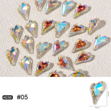 Load image into Gallery viewer, Love Nail Art Jewelry Crystal Diamond Shiny Point Bottom Crooked Peach Heart Nail Art Decoration Nail Accessories