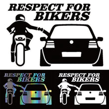 Load image into Gallery viewer, 13x20cm Car Stickers Respect for Bikers Sticker Funny Wrap Vinyl For Auto Door Handle Decals Body Car Accessories Decoration