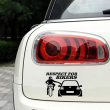 Load image into Gallery viewer, 13x20cm Car Stickers Respect for Bikers Sticker Funny Wrap Vinyl For Auto Door Handle Decals Body Car Accessories Decoration