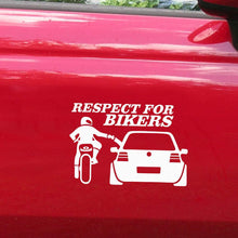 Load image into Gallery viewer, 13x20cm Car Stickers Respect for Bikers Sticker Funny Wrap Vinyl For Auto Door Handle Decals Body Car Accessories Decoration