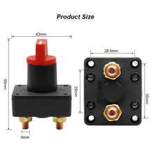 Load image into Gallery viewer, 12V 100A Battery Isolator Disconnect Cut Off Switch Portable Waterproof Auto Car Truck Yacht Boat Camper Battery Cut Off Power