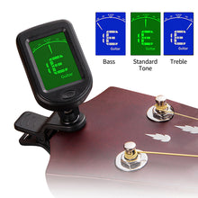Load image into Gallery viewer, Universal Guitar Tuner Digital LCD Clip-on Equal Temperaments Bass Violin Ukuele Tuner Chromatic 360 Degree Rotatable Sensitive