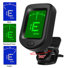 Load image into Gallery viewer, Universal Guitar Tuner Digital LCD Clip-on Equal Temperaments Bass Violin Ukuele Tuner Chromatic 360 Degree Rotatable Sensitive