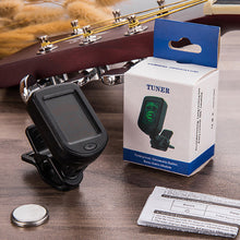 Load image into Gallery viewer, Universal Guitar Tuner Digital LCD Clip-on Equal Temperaments Bass Violin Ukuele Tuner Chromatic 360 Degree Rotatable Sensitive
