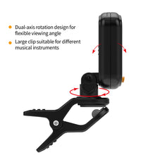 Load image into Gallery viewer, Universal Guitar Tuner Digital LCD Clip-on Equal Temperaments Bass Violin Ukuele Tuner Chromatic 360 Degree Rotatable Sensitive