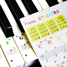 Load image into Gallery viewer, 49 / 61/ 76 / 88 Key Colorful Transparent Removable Piano Stickers Keyboards Detachable Music Decal Notes for Hand Roll Piano Eelectric Piano