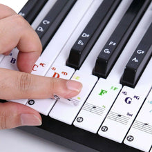 Load image into Gallery viewer, 49 / 61/ 76 / 88 Key Colorful Transparent Removable Piano Stickers Keyboards Detachable Music Decal Notes for Hand Roll Piano Eelectric Piano