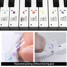Load image into Gallery viewer, 49 / 61/ 76 / 88 Key Colorful Transparent Removable Piano Stickers Keyboards Detachable Music Decal Notes for Hand Roll Piano Eelectric Piano