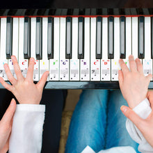 Load image into Gallery viewer, 49 / 61/ 76 / 88 Key Colorful Transparent Removable Piano Stickers Keyboards Detachable Music Decal Notes for Hand Roll Piano Eelectric Piano