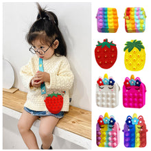 Load image into Gallery viewer, Pop It Sling Bag Unicorn Kids Bag Silicone Bag Strawberry Bag Fidget Bubble Push Stress Relief Toy Bag Kids Girls Cute Storage Bag