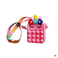 Load image into Gallery viewer, Pop It Sling Bag Unicorn Kids Bag Silicone Bag Strawberry Bag Fidget Bubble Push Stress Relief Toy Bag Kids Girls Cute Storage Bag