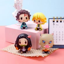 Load image into Gallery viewer, 4PCS Demon Slayer Action Figures Miniatures Figurine Model Kimetsu No Yaiba Mini Tanjirou Nezuko Kyoujurou Giyuu Doll