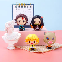 Load image into Gallery viewer, 4PCS Demon Slayer Action Figures Miniatures Figurine Model Kimetsu No Yaiba Mini Tanjirou Nezuko Kyoujurou Giyuu Doll