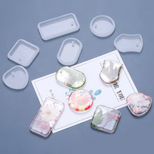 Load image into Gallery viewer, 6pcs/set DIY Epoxy Keychain Silicone Mold Resin Hanging Pendant Craft Moulds Mirror Effect Jewelry Necklace Pendant Silica Mold