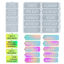 Load image into Gallery viewer, DIY English Dirty Word Keychain Pendant Silicone Mold Epoxy Resin Hanging Pendant Craft Moulds Mirror Effect Jewelry Necklace Pendant Silica Mold
