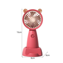 Load image into Gallery viewer, Portable USB Chargeable Mini Fan with Base Cute Catoon Handheld Fans Summer Electric Fan Outdoor Indoor Students Fan with Lanyard