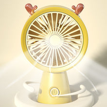 Load image into Gallery viewer, Portable USB Chargeable Mini Fan with Base Cute Catoon Handheld Fans Summer Electric Fan Outdoor Indoor Students Fan with Lanyard