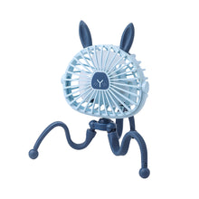 Load image into Gallery viewer, USB Chargeable Fan Baby Stroller Bed Fan Mute Retractable Fan with Clip Variable Portable Octopus Mini Fan Office Desktop Fan