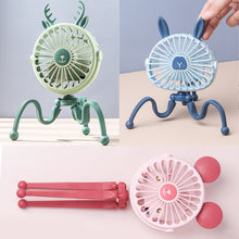 Load image into Gallery viewer, USB Chargeable Fan Baby Stroller Bed Fan Mute Retractable Fan with Clip Variable Portable Octopus Mini Fan Office Desktop Fan