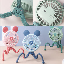 Load image into Gallery viewer, USB Chargeable Fan Baby Stroller Bed Fan Mute Retractable Fan with Clip Variable Portable Octopus Mini Fan Office Desktop Fan