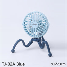 Load image into Gallery viewer, USB Chargeable Fan Baby Stroller Bed Fan Mute Retractable Fan with Clip Variable Portable Octopus Mini Fan Office Desktop Fan