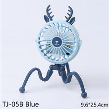 Load image into Gallery viewer, USB Chargeable Fan Baby Stroller Bed Fan Mute Retractable Fan with Clip Variable Portable Octopus Mini Fan Office Desktop Fan