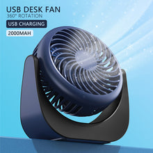 Load image into Gallery viewer, USB Chargeable Fan Mute 360 Degree Rotation Desktop Mini Fan Portable 2000mAh Electric Fan Students School Fan Offfice Fan
