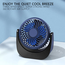 Load image into Gallery viewer, USB Chargeable Fan Mute 360 Degree Rotation Desktop Mini Fan Portable 2000mAh Electric Fan Students School Fan Offfice Fan