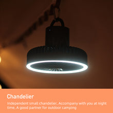 Load image into Gallery viewer, Multifunction Eletric Fan Appliance USB Chargeable Tripod Stand Desk Fan with Night Light Outdoor Camping Ceiling Fan