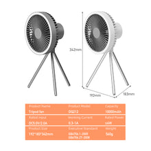 Load image into Gallery viewer, Multifunction Eletric Fan Appliance USB Chargeable Tripod Stand Desk Fan with Night Light Outdoor Camping Ceiling Fan