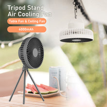 Load image into Gallery viewer, Multifunction Eletric Fan Appliance USB Chargeable Tripod Stand Desk Fan Outdoor Camping Ceiling Fan