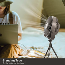 Load image into Gallery viewer, Multifunction Eletric Fan Appliance with Control USB Chargeable Tripod Stand Desk Fan with Light Outdoor Camping Ceiling Fan