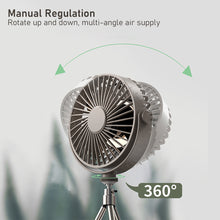 Load image into Gallery viewer, Multifunction Eletric Fan Appliance with Control USB Chargeable Tripod Stand Desk Fan with Light Outdoor Camping Ceiling Fan