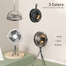Load image into Gallery viewer, Multifunction Eletric Fan Appliance with Control USB Chargeable Tripod Stand Desk Fan with Light Outdoor Camping Ceiling Fan