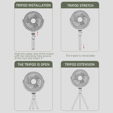 Load image into Gallery viewer, Multifunction Eletric Fan Appliance with Control USB Chargeable Tripod Stand Desk Fan with Light Outdoor Camping Ceiling Fan