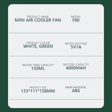 Load image into Gallery viewer, Mini Air Conditioner Air Cooler Fan USB Chargeable Air Cooling Fan Office Desktop Fan Moisturizing Fan
